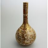 Antique Oriental Pottery A good Meiji period Satsuma Kutani Bottle Vase C.1868-1912