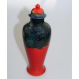 British Art Pottery Large Bernard Moore flambe lidded Vase C.1910+