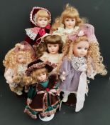 Vintage Retro Parcel of 6 x Collectable Dolls on Stands