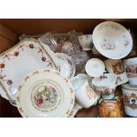 Vintage Retro Banana Box of Assorted Ceramics & Glass Includes Shelley Wedgwood & Royal Doulton