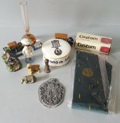 Vintage Retro Parcel of Trinkets Includes Royal Marine Association Tie Wade Figures Glass Ware etc