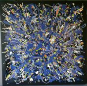 Art Painting Mixed Media on Canvas 'Zero Point' Artist Signed Tom Hackney