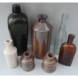 Antique Vintage Retro Collection of 7 Glass & Stoneware Collectable Bottles NO RESERVE