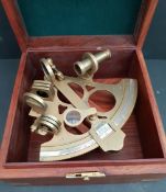 Vintage Retro Campbell's Vernier Sextant in a Brass Bound Hardwood Boxed by Nauticalia