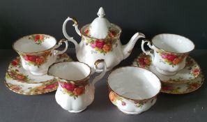 Vintage Retro Royal Albert China Country Roses Tea for Two Set 10 Items in Total