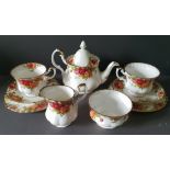 Vintage Retro Royal Albert China Country Roses Tea for Two Set 10 Items in Total