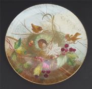 Antique 4 x Hand Painted Wall Plates Plaque Birds Signed H Goodall 1890 Wrens