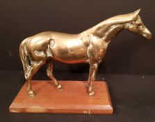 Vintage Retro Solid Brass Race Horse on Stand