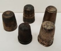 Antique Parcel of 5 Thimbles Includes Charles Horner Chester