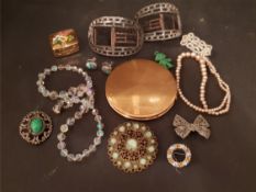 Vintage Retro Parcel of Costume Jewellery Includes Compact