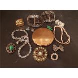 Vintage Retro Parcel of Costume Jewellery Includes Compact