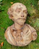 Vintage Terracotta Style Shakespearean Head Bust Garden Ornament