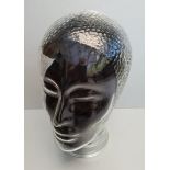 Vintage Retro Early 20th Century Millinery Pressed Glass Hat or Wig Stand Art Deco Style Head.