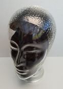 Vintage Retro Early 20th Century Millinery Pressed Glass Hat or Wig Stand Art Deco Style Head.