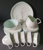 Vintage Retro 1960's Foley China Tea / Coffee Cups Saucers & Cake Plate Springtime Pattern E. Brain
