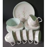 Vintage Retro 1960's Foley China Tea / Coffee Cups Saucers & Cake Plate Springtime Pattern E. Brain