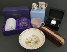 Vintage Parcel of Glass, Watch & China Includes Wedgwood & Royal Ascot Crystal & Boxed