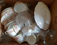 Vintage Retro Banana Box of Glass Ware & China NO RESERVE