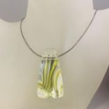 925 Silver Snake Chain Necklace with Chunky Italian Glass Pendant