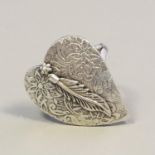 An artisan 925 Hammered Silver statement ring depicting heart and feather Size P