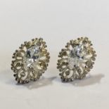 925 Silver Oval Cubic Zirconia Earrings - Marked 925 USA