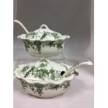 PAIR of 19th Century Staffordshire Dinnerware Small Serving Tureens with Lids