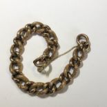 Antique Victorian 9ct Rose Gold Heavy Curb Chain Bracelet - (Clasp Broken)