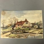 Original Antique Watercolour Painting - The Old Mill near Rainsbury - Landscape