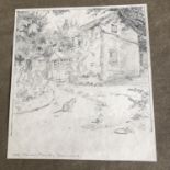 Antique Pencil Drawing 1900 - E PHILIP PIMLOTT ARE Hawkes Point Cornwall