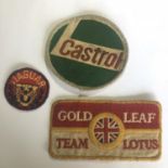 Group of 3 vintage original 1970s cloth sew on patches F1 car racing