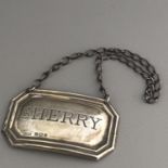 1980s Silver Hallmarked Sherry Decanter Hanging Label , REP, R E Porter , 1985