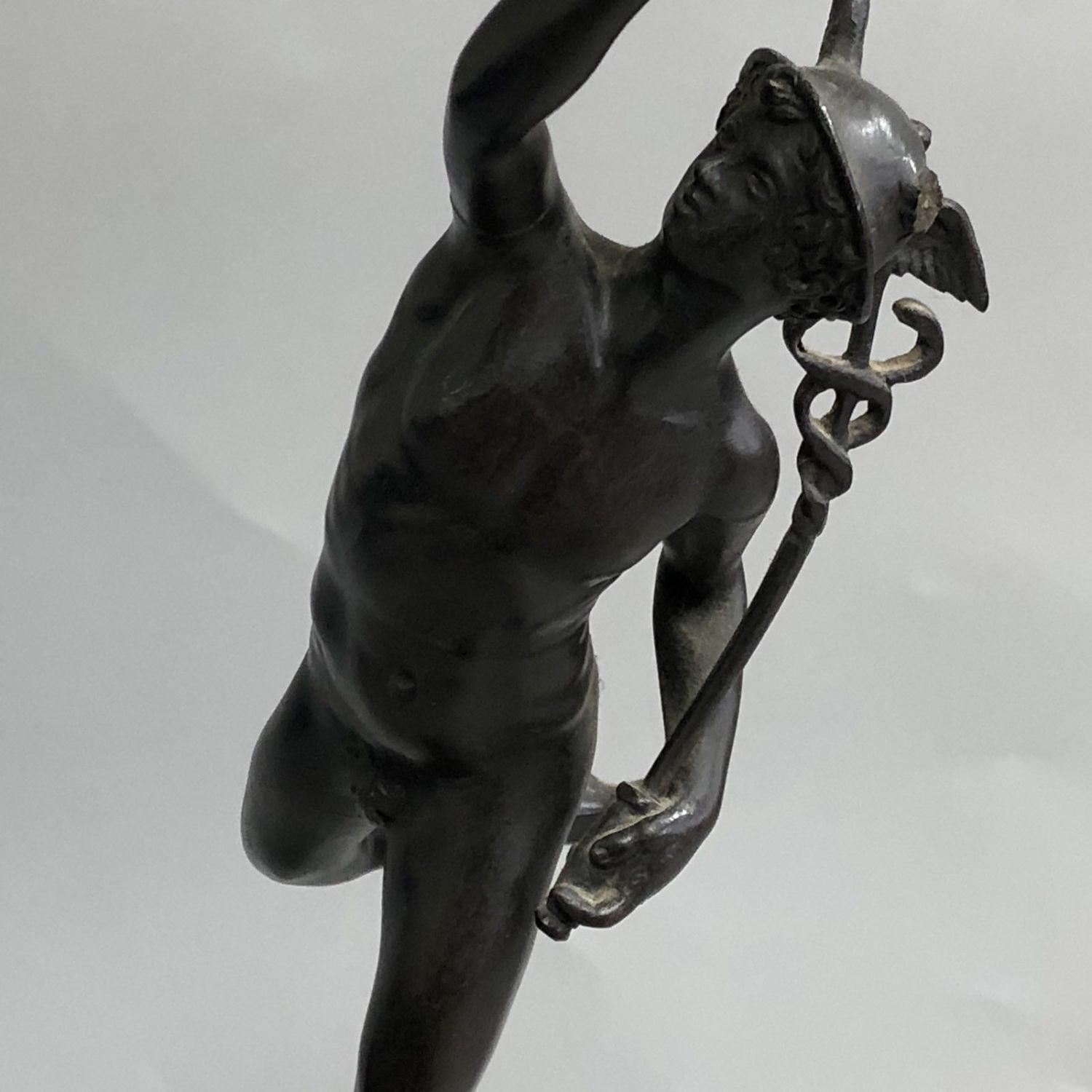 Bronzed Metal Figure of Winged Flying Mercury on Marble Base (after Bologna) - Image 2 of 6