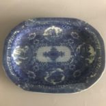 Large Heavy Antique Ironstone Platter by Victoria Ware Blue And White Chinoserie