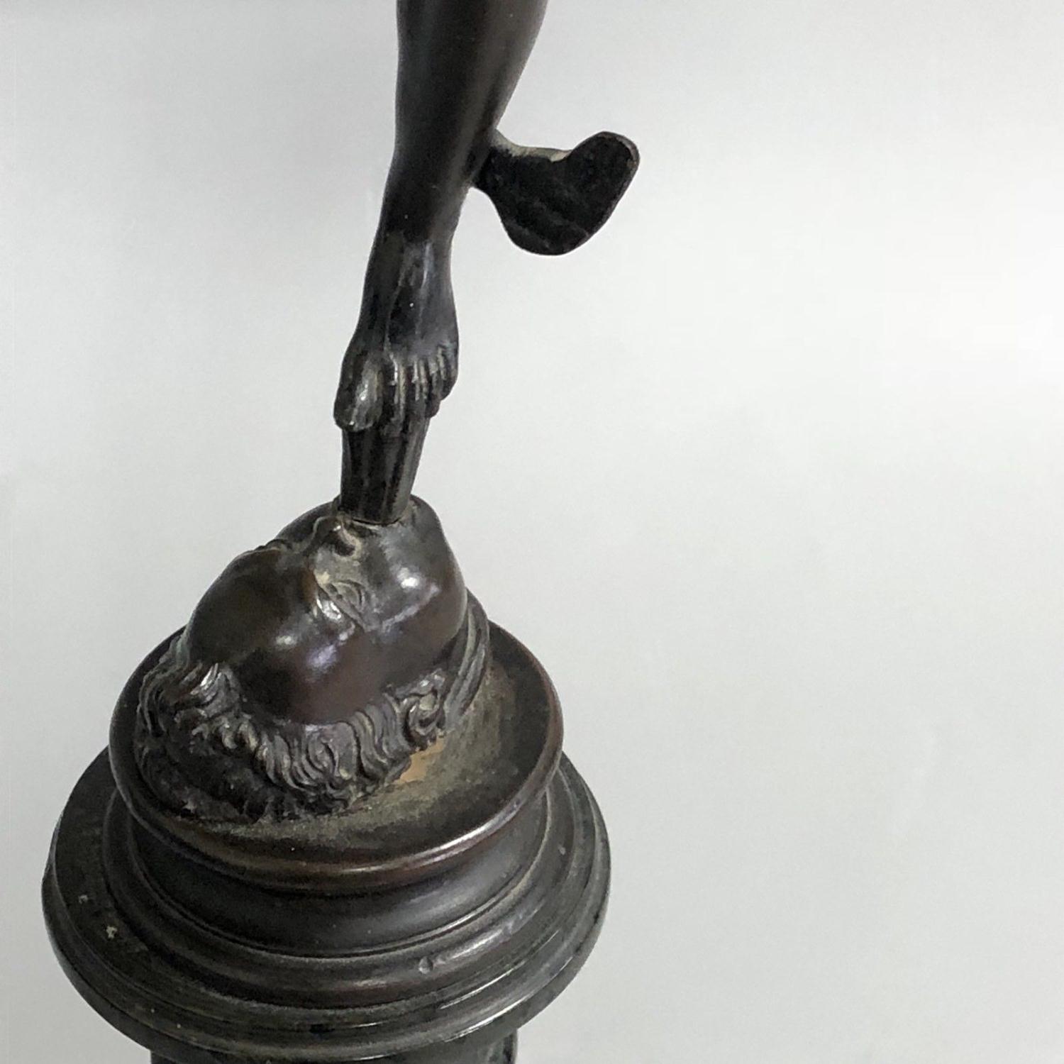 Bronzed Metal Figure of Winged Flying Mercury on Marble Base (after Bologna) - Image 3 of 6