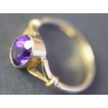 9ct Gold Ring With Oval Amethyst Stone