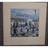 Original Nick Holly Painting Of Cardiff City vs Real Madrid