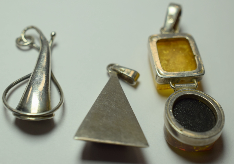 Three Silver And Amber Pendants - Image 2 of 3