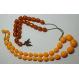 Two Sets Of Amber Bead Necklaces