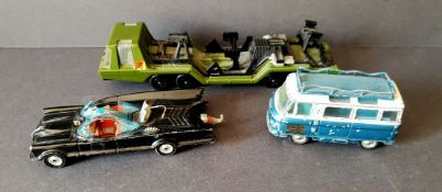 Vintage Collectable Die Cast Metal Toy Cars Corgi Bat Mobile Comma Bus & Matchbox Transporter