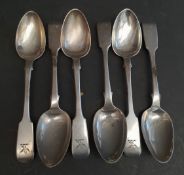 Victorian Silver Set 6 Fiddle Back Tea Spoons c1847 Elizabeth Eaton weight 4.2oz