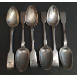 Victorian Silver Set 6 Fiddle Back Tea Spoons c1847 Elizabeth Eaton weight 4.2oz
