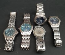 Vintage Retro Parcel of 5 Stainless Steel Wrist Watches Includes Sekonda Citizen & Ben Sherman