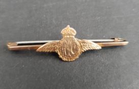 Antique Jewellery Military WWI Royal Flying Corp Sweetheart Brooch 9ct Gold