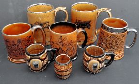 Vintage Retro Parcel of 8 Tankards Includes Guinness & Wade Pottery