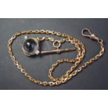 9ct Gold Albert Chain With T Bar And Crystal Pendant