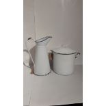 lot 50 Enamel Flour & Bread Bin & Jug