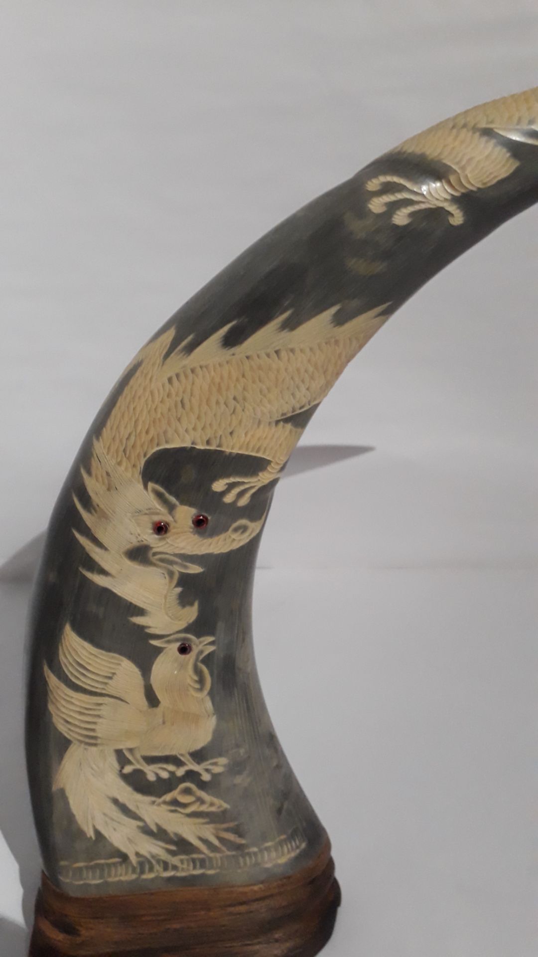 lot 13 Carved Chinese Horn Dragon Design - Image 2 of 2