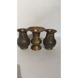 lot 46 2 Brass Vases (Buddhist) + 1 other
