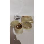 lot 19 Various Onyx Ashtrays & Table Lighter