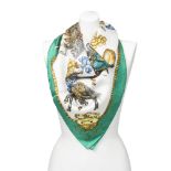 Hermes / Scarf / Scarf in Green/White/Gold - Grade AA